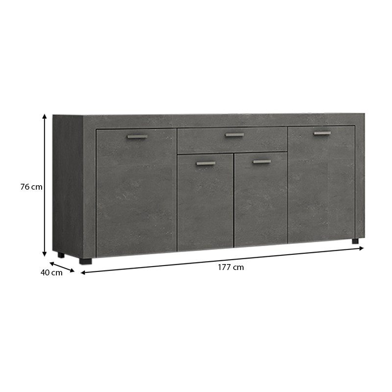 Joseph Megapap melamine buffet in anthracite color 177x40x76cm.