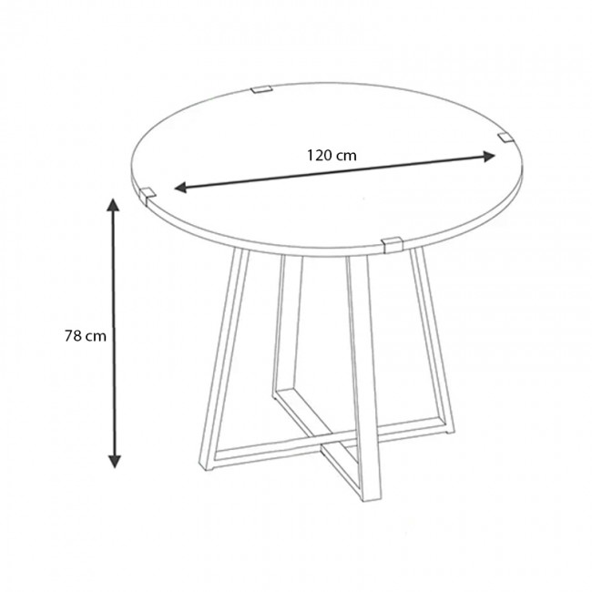 Τραπέζι Rubes Megapap χρώμα φυσικό οξιάς - ανθρακί 120x120x78εκ.
