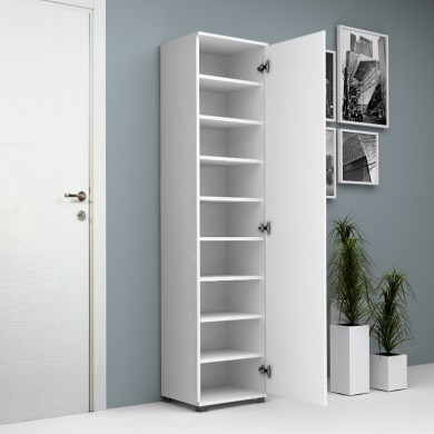 Visla Megapap single-door wardrobe - shoe rack of 20 pairs with mirror in white 45x36x187cm.