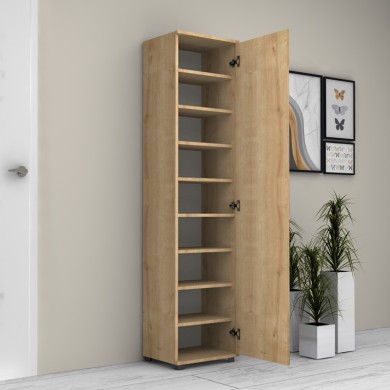 Visla Megapap single-door wardrobe - shoe rack of 20 pairs with mirror in concrete oak color 45x36x187cm.