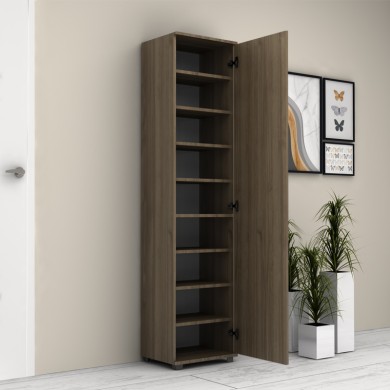 Visla Megapap single-door wardrobe - shoe rack of 20 pairs with mirror in concrete walnut color 45x36x187cm.
