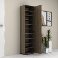 Visla Megapap single-door wardrobe - shoe rack of 20 pairs with mirror in concrete walnut color 45x36x187cm.