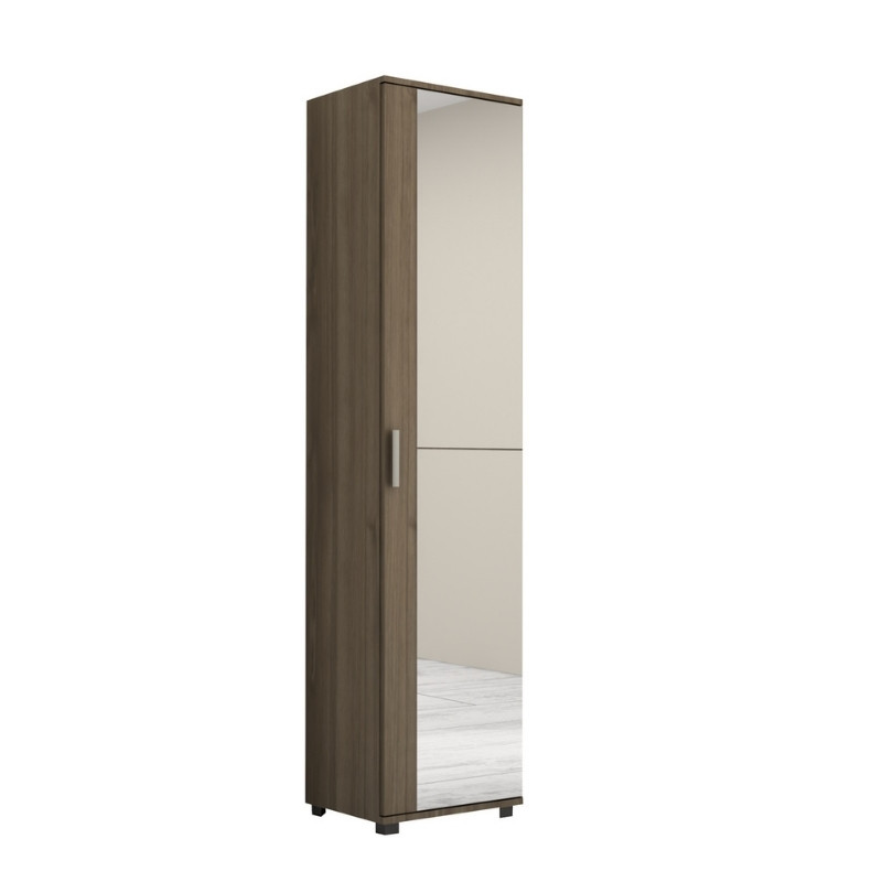 Visla Megapap single-door wardrobe - shoe rack of 20 pairs with mirror in concrete walnut color 45x36x187cm.