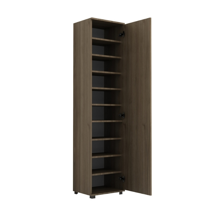 Visla Megapap single-door wardrobe - shoe rack of 20 pairs with mirror in concrete walnut color 45x36x187cm.