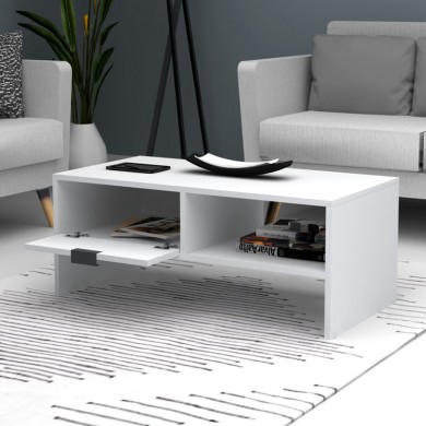 Galaxy Megapap melamine coffee table in white color 100x50x42cm.