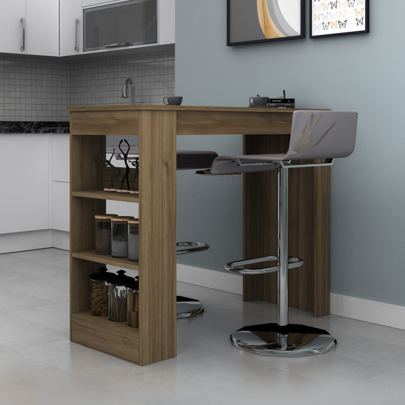 Deep Megapap melamine bar table color walnut 120x50x100cm.
