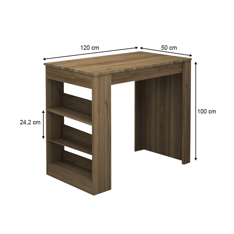 Deep Megapap melamine bar table color walnut 120x50x100cm.