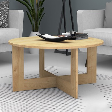 Kati Megapap melamine coffee table in oak color Ø80x42cm.