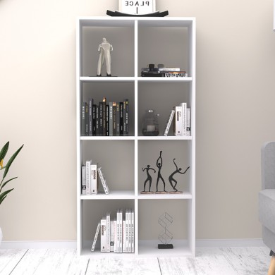 Anser Megapap melamine bookcase in whie color 69.8x29x142cm.