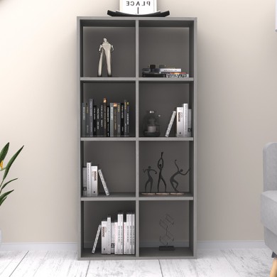 Anser Megapap melamine bookcase in concrete grey color 69.8x29x142cm.