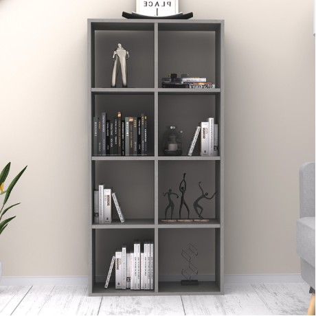 Anser Megapap melamine bookcase in concrete grey color 69.8x29x142cm.