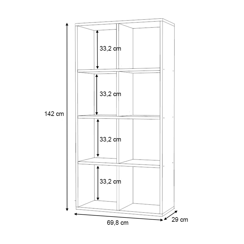 Anser Megapap melamine bookcase in concrete grey color 69.8x29x142cm.