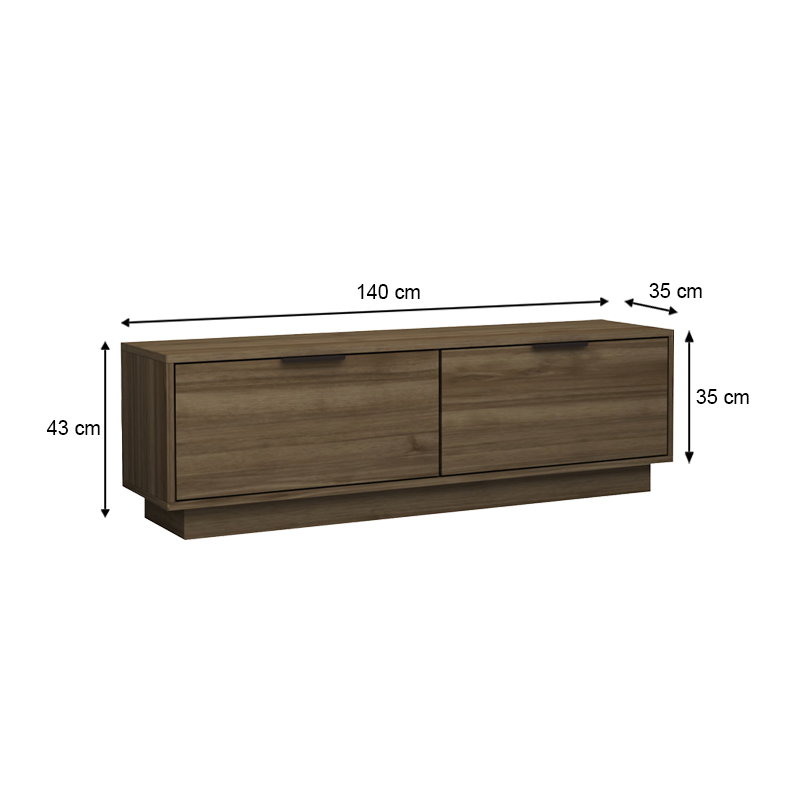 Lisa Megapap melamine TV furniture in walnut color 140x35x43cm.