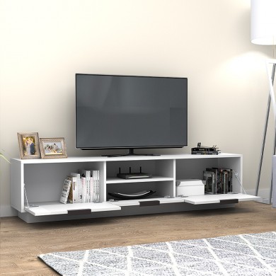 Mensa Megapap melamine TV furniture in white color 180x35x43cm.