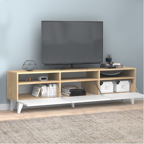 Deluxe Megapap melamine TV furniture in white - oak color 180x35x47cm.