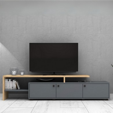 Amadeo Megapap melamine TV furniture in anthracite - oak color 197.5x35x46cm.