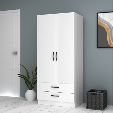Ricardo Megapap two doors melamine wardrobe in white color 80x51,8x181cm.