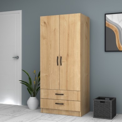 Ricardo Megapap two doors melamine wardrobe in oak color 80x51,8x181cm.