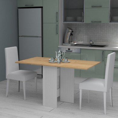 Pepe Megapap melamine table extendable color white - oak 28(56+56)x77x75cm.