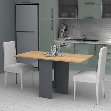 Pepe Megapap melamine table extendable color anthracite - oak 28(56+56)x77x75cm.