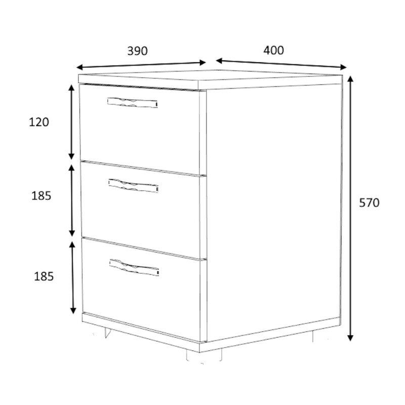 Roco Megapap melamine night stand in walnut color 40x39x57cm.