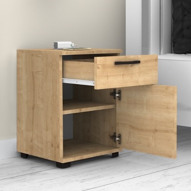 Veto Megapap melamine night stand in oak color 40x39x57cm.