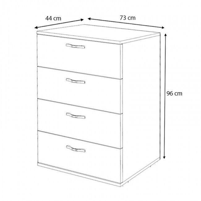 Συρταριέρα Velika Megapap χρώμα καρυδί 73x44x96εκ.