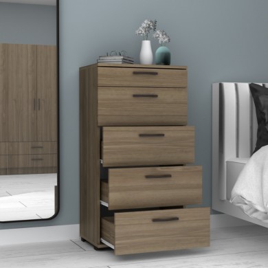 Helia Megapap melamine dresser in walnut color 60x44x108cm.