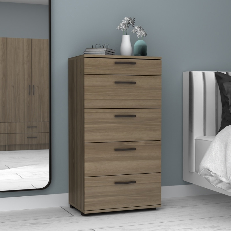 Helia Megapap melamine dresser in walnut color 60x44x108cm.