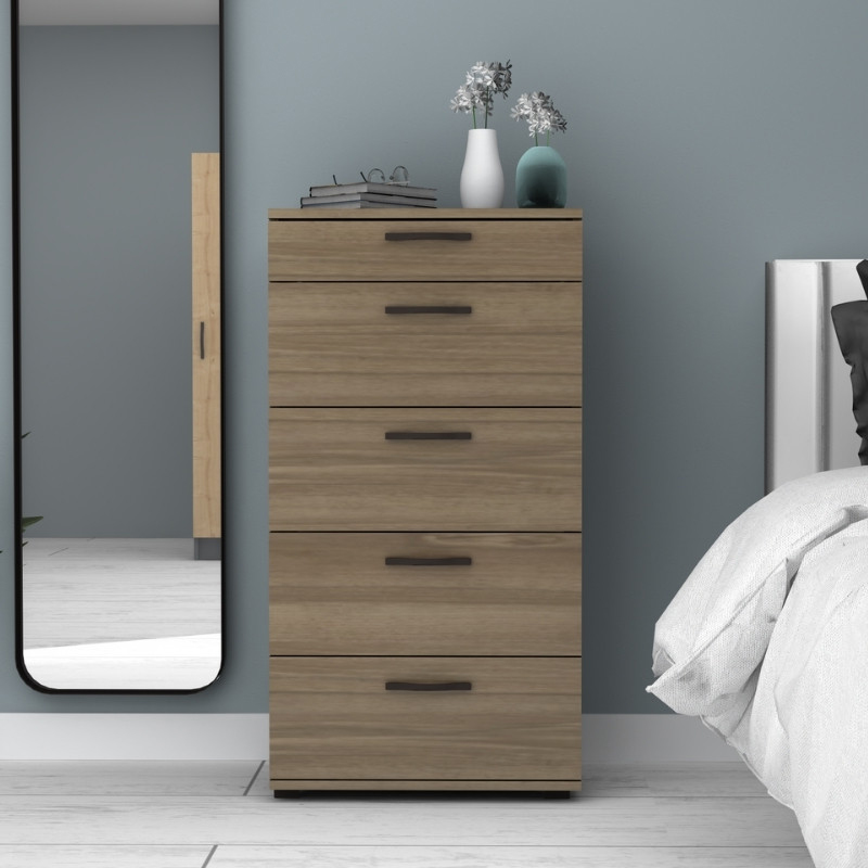 Helia Megapap melamine dresser in walnut color 60x44x108cm.