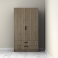 Victoria Megapap two doors melamine wardrobe with drawers  in walnut color 100x60x181cm.