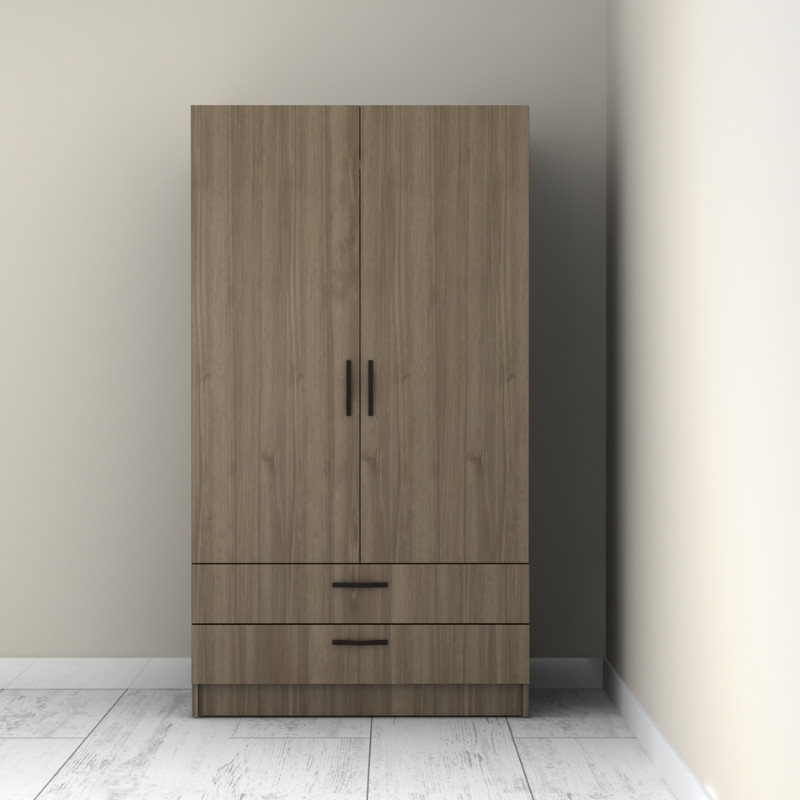 Victoria Megapap two doors melamine wardrobe with drawers  in walnut color 100x60x181cm.