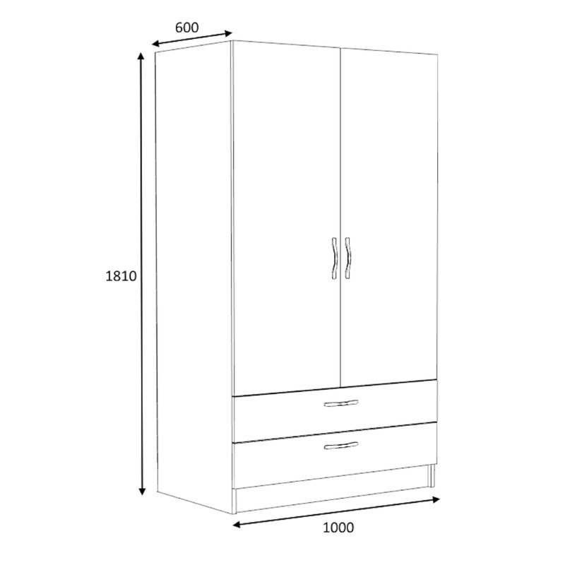 Victoria Megapap two doors melamine wardrobe with drawers  in walnut color 100x60x181cm.