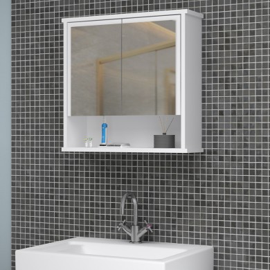 Delo Megapap melamine bathroom mirror in white color 62x17.5x60cm.