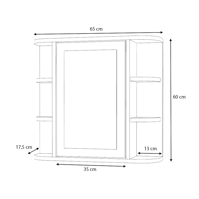 Diro Megapap melamine bathroom mirror in white color 65x17.5x60cm.