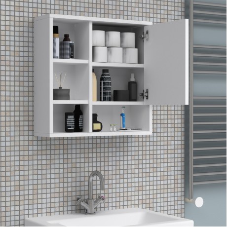 Demo Megapap melamine bathroom mirror in white color 60x17.5x60cm.
