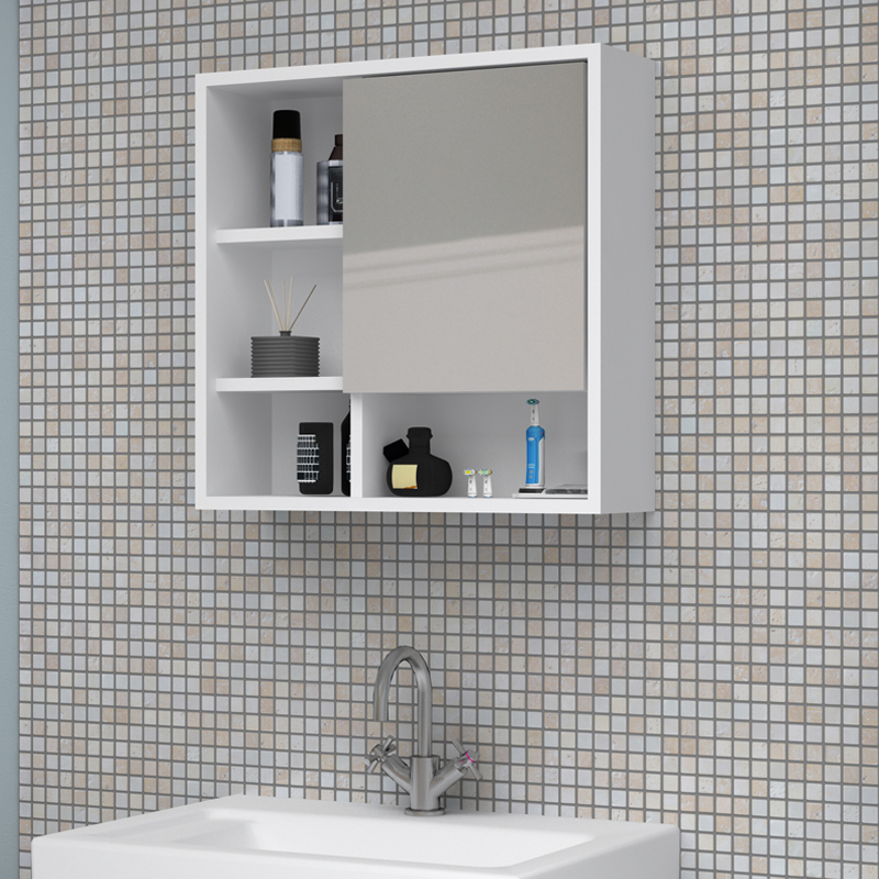 Demo Megapap melamine bathroom mirror in white color 60x17.5x60cm.
