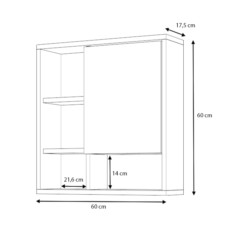Demo Megapap melamine bathroom mirror in white color 60x17.5x60cm.