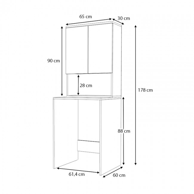 Έπιπλο πλυντηρίου Cozen Megapap χρώμα λευκό 65x60x178εκ.