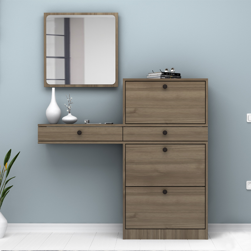 Pego Megapap melamine entrance furniture in walnut color 130x30x123.3cm.