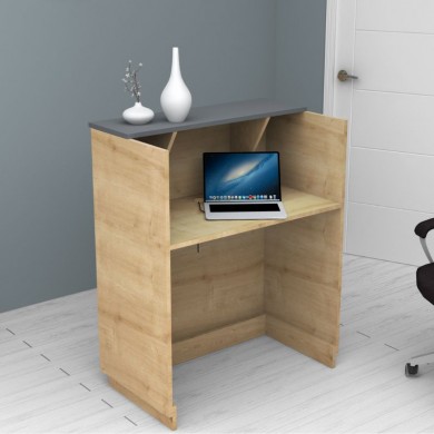 Gemini Megapap melamine reception desk in oak - anthracite color 90x50x110cm.