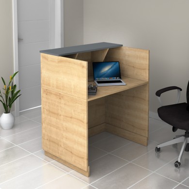 Gemini Megapap melamine reception desk in oak - anthracite color 100x70x110cm.
