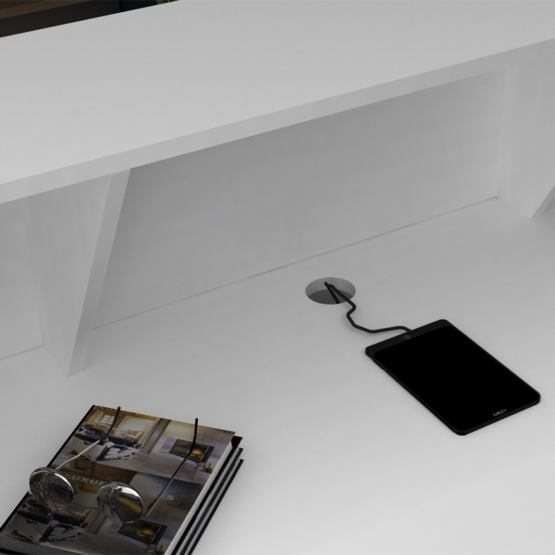 Gemini Megapap melamine reception desk in white color 100x70x110cm.