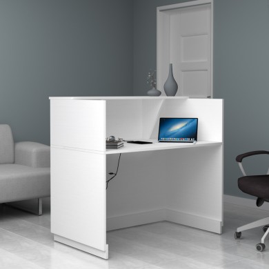 Gemini Megapap melamine reception desk in white color 120x70x110cm.
