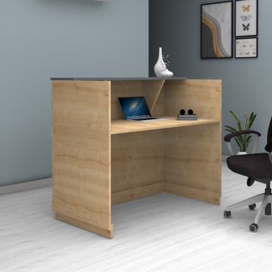 Γραφείο υποδοχής - reception Gemini Megapap χρώμα φυσικό οξιάς - ανθρακί 150x70x110εκ.