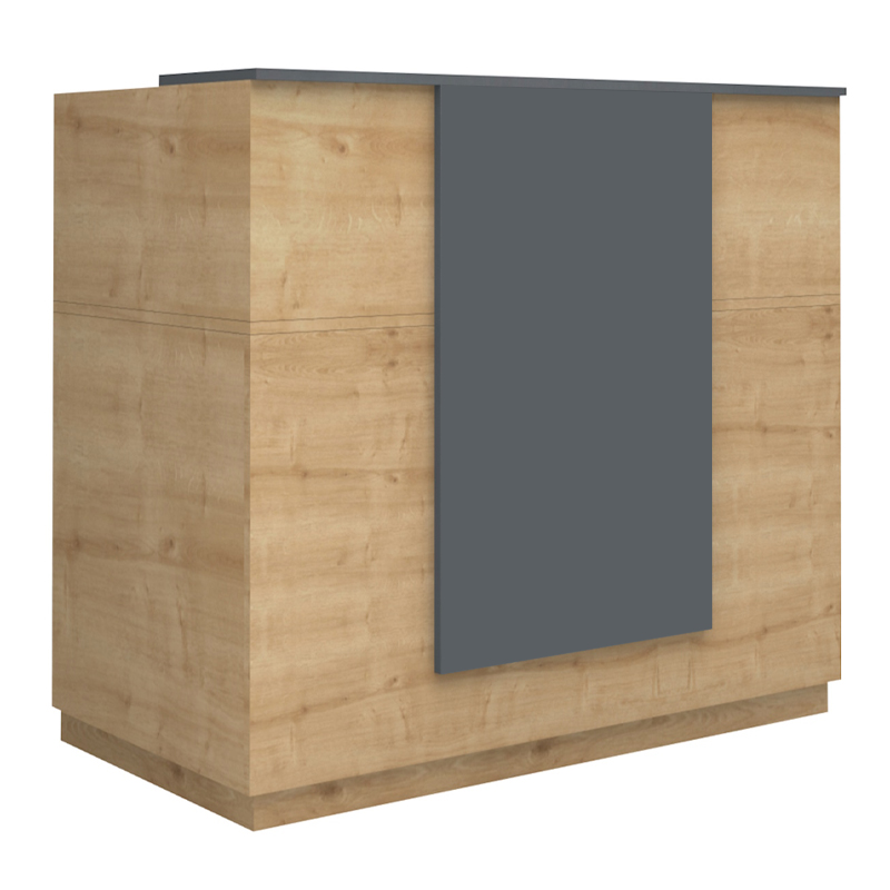 Gemini Megapap melamine reception desk in oak - anthracite color 150x70x110cm.