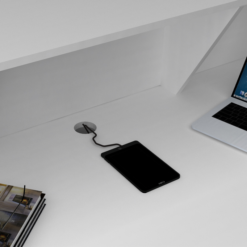 Γραφείο υποδοχής - reception Gemini Megapap χρώμα λευκό 180x70x110εκ.