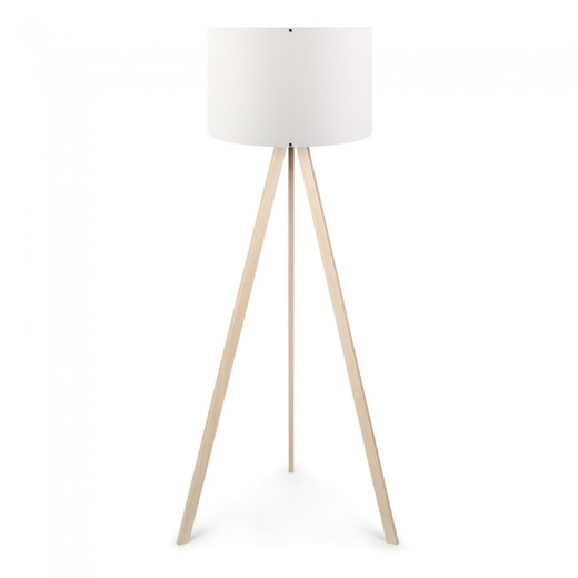 Φωτιστικό δαπέδου Rosling Megapap Mdf/ύφασμα Pvc χρώμα φυσικό/λευκό 38x21x140εκ.