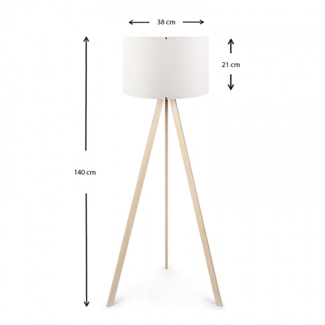 Φωτιστικό δαπέδου Rosling Megapap Mdf/ύφασμα Pvc χρώμα φυσικό/λευκό 38x21x140εκ.