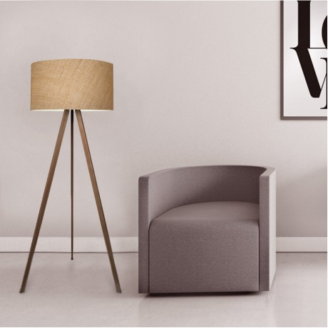 Rosling Megapap Mdf/fabric/Pvc floor lamp in walnut/natural color 38x38x140cm.